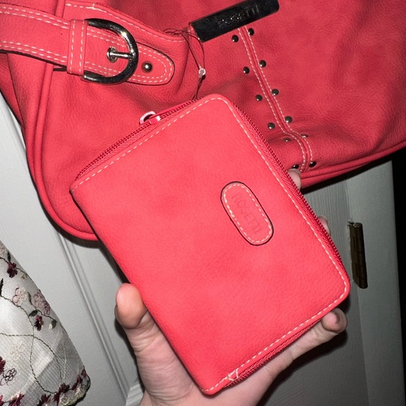 Coral pink Rosetti handbag & matching wallet - Picture 2 of 4